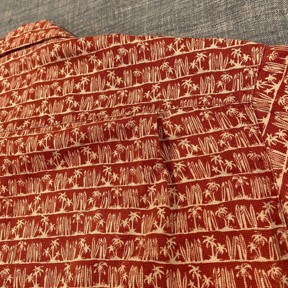 Columbia Mens Large Palm Tree Surfboard Tropical Button Down Shirt Orange AM7157 - Picture 10 of 10